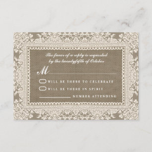 Cartes RSVP pour mariage blanc dentelle et burap