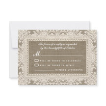 Cartes RSVP pour mariage blanc dentelle et burap