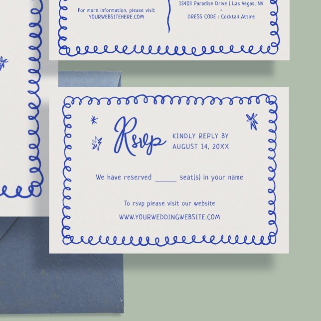 Cartes RSVP pour mariage bleu français (Créateur téléchargé)
