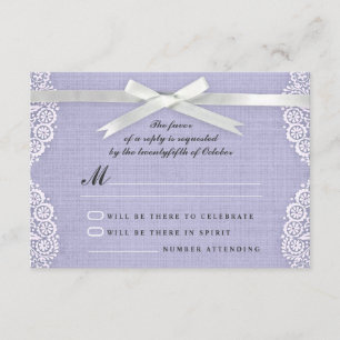 Cartes RSVP pour mariage en dentelle blanche, ruba