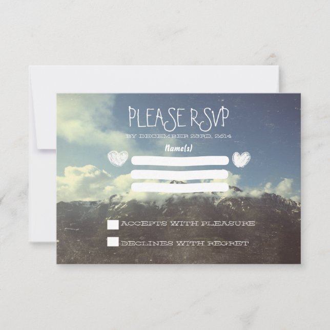 cartes RSVP pour mariage en montagne (Devant)