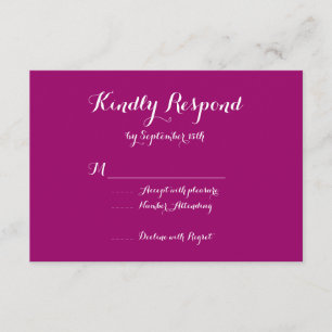 Cartes RSVP pour mariage magenta moderne et élégan