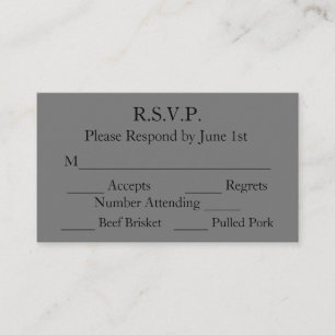 Cartes RSVP pour mariage officiel noir et gris élé
