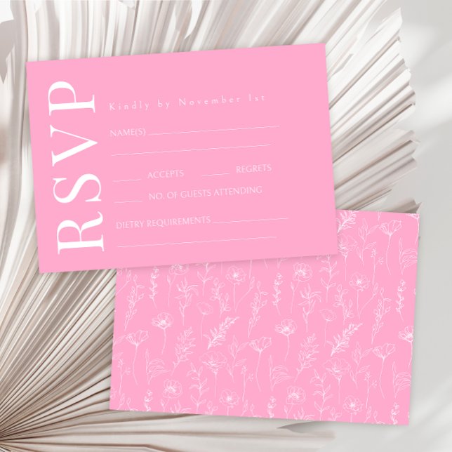 Cartes RSVP pour mariage rustique rose chaud (Créateur téléchargé)