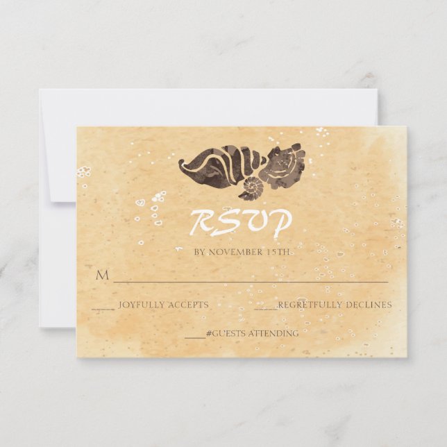 Cartes RSVP pour mariage sur le sable et les coqui (Devant)