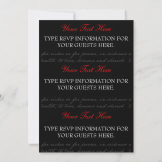 Cartes RSVP Rose Rouge, Noire et Blanche