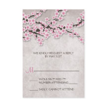 Cartes RSVP Russes en fleurs de cerisier rose