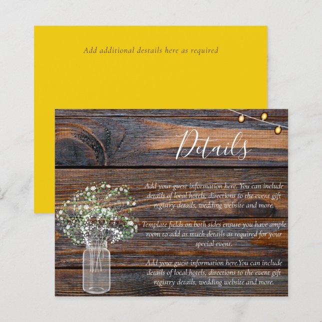 Cartes RSVP Rustiques Budget avec Bébé Respiration (Devant / Derrière)