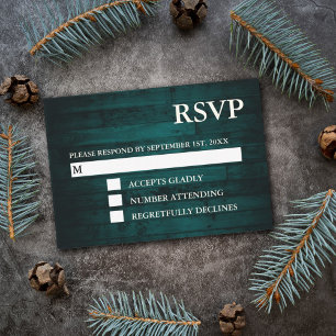 Cartes RSVP Rustiques Turquoise en bois