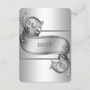 Cartes RSVP Silver Scroll