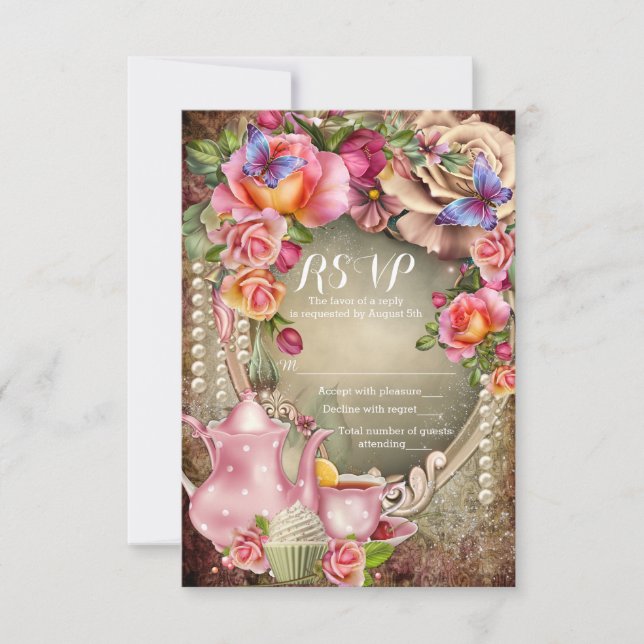 Cartes RSVP Tea Party (Devant)
