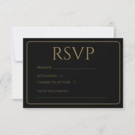 Cartes RSVP traditionnelles noires et or