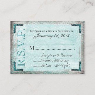 Cartes RSVP vintage, Argent et Bleu