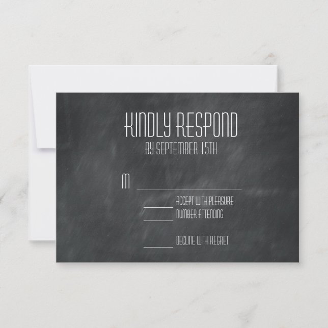 Cartes RSVP vintage Mariage Chalkboard (Devant)