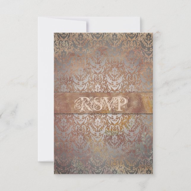 Cartes RSVP vintages Toscane Damask Élégantes (Devant)