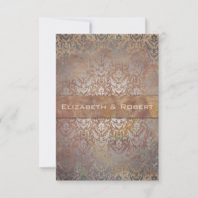 Cartes RSVP vintages Toscane Damask Élégantes (Devant)