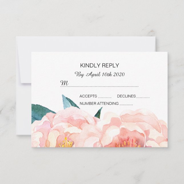 Cartes RSVP Watercolor Floral Peach Peony (Devant)