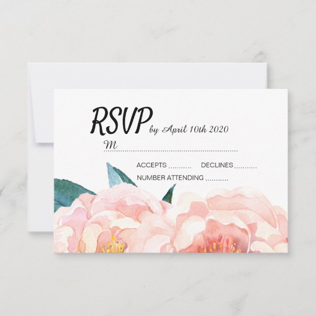 Cartes RSVP Watercolor Floral Peach Peony (Devant)