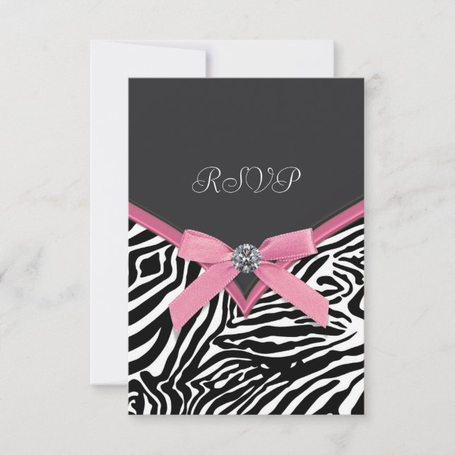 Cartes RSVP Zebra Rose (Devant)