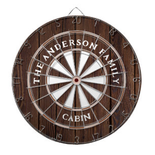 Cartes Rustique en bois foncé Nom de famille Cible