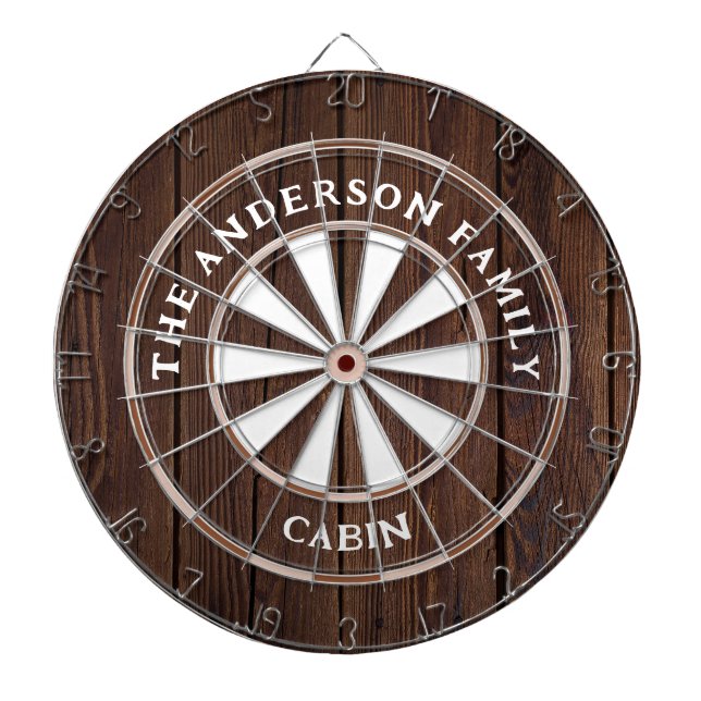 Cartes Rustique en bois foncé Nom de famille Cible (Devant)