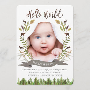 Cartes rustiques de faire-part de naissance de