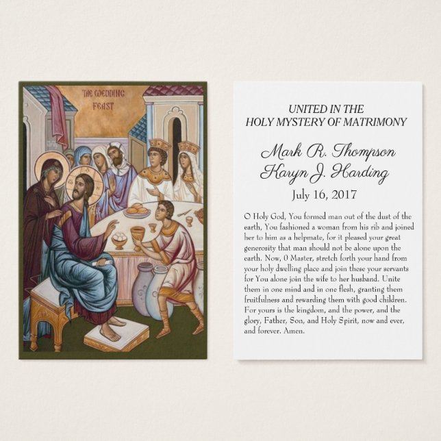 Cartes sacrées de mariage de rite pascal orthodoxe (Devant & derrière)