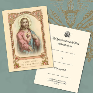 Cartes sacrées Jésus Offrande de messe catholique