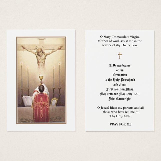 CARTES SAINES DE L'ORDINATION PRIVÉE CATHOLIQUE (Devant & derrière)