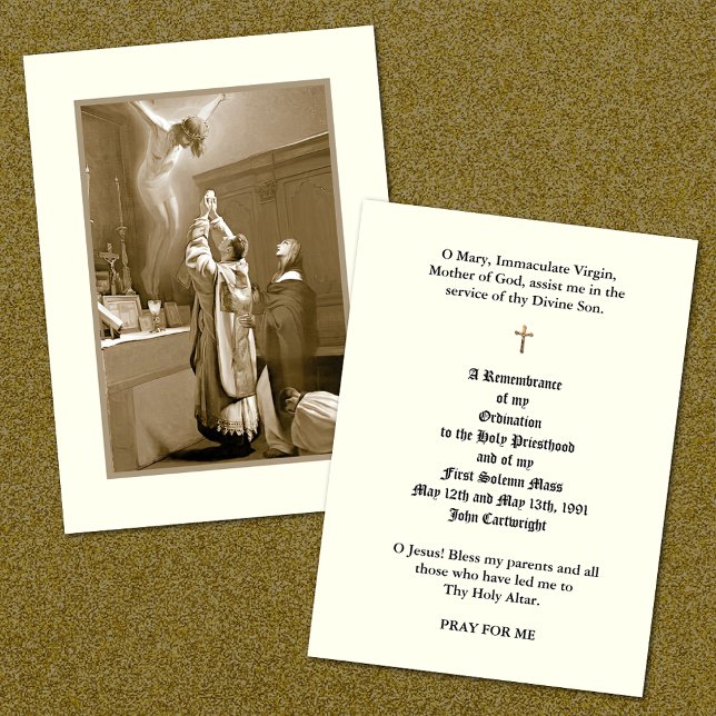 CARTES SAINES DE L'ORDINATION PRIVÉE CATHOLIQUE (CATHOLIC PRIEST ANNIVERSARY ORDINATION COMMEMORATIVE PRAYER CARDS)