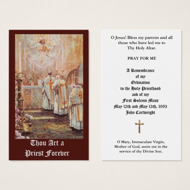 CARTES SAINES TRADITIONNELLES CATHOLIQUES D'ORDINA (Devant & derrière)