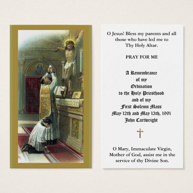 CARTES SAINES TRADITIONNELLES CATHOLIQUES D'ORDINA (Devant & derrière)