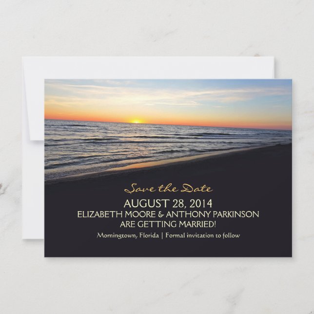 cartes SAVE THE DATE plage de coucher de soleil (Devant)