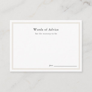 Cartes simples de conseil de baby shower