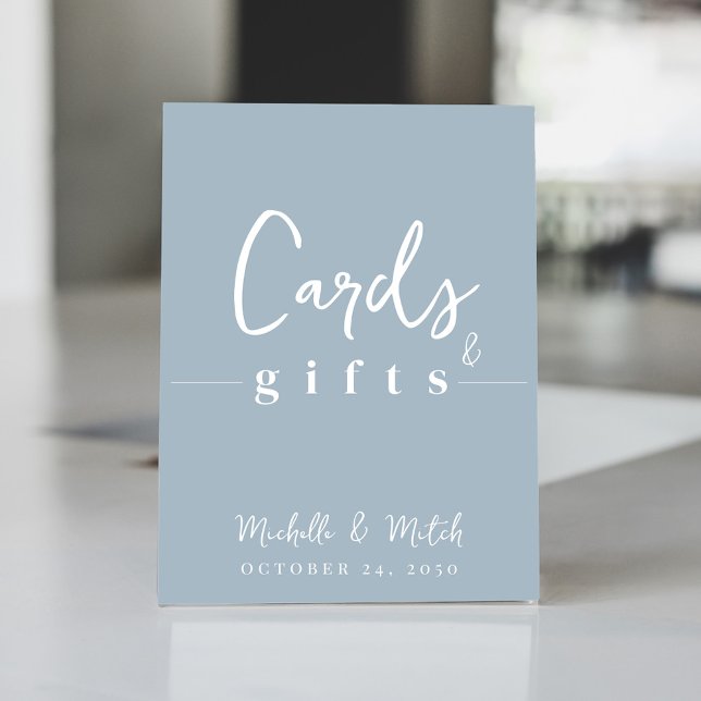 Cartes simples Mariage Dusty Blue Cartes cadeaux (Elegant wedding simple dusty blue cards and gifts sign. )