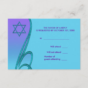 Cartes Star David RSVP Turquoise violet