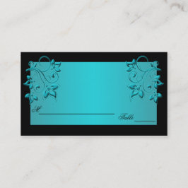 Cartes turquoise et noir floral
