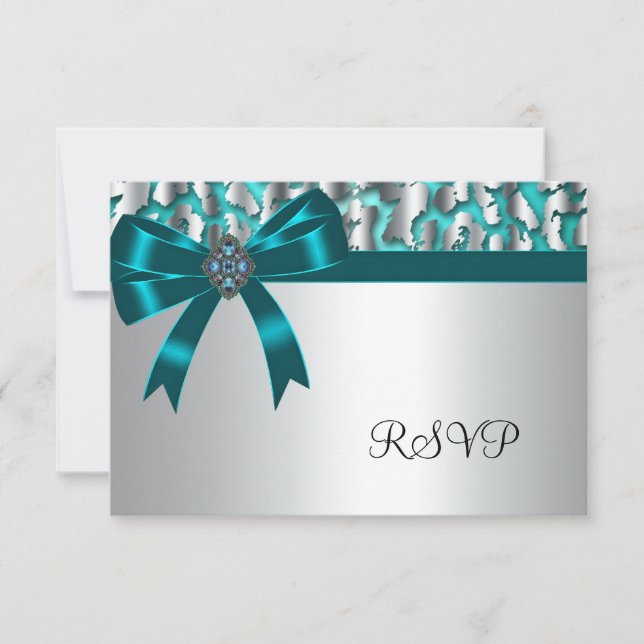 Cartes turquoise Leopard RSVP (Devant)