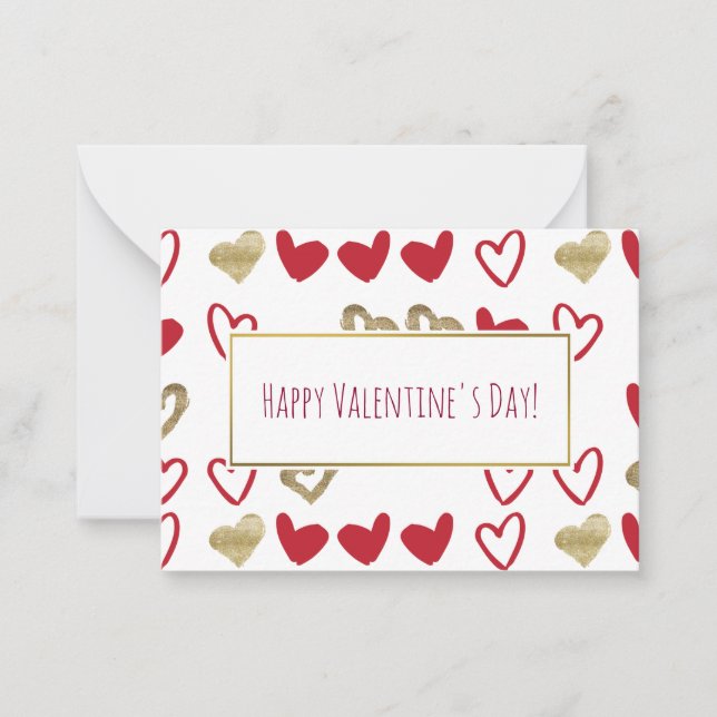 Cartes Valentine Red & Gold Hearts 100 pack (Devant)