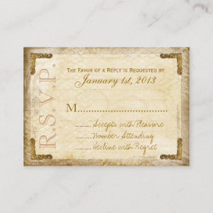 Cartes vintage et Gold RSVP (Carte de visite enrou