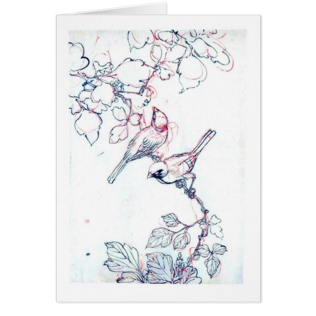 Cartes vintages japonaises d'oiseaux (Devant)