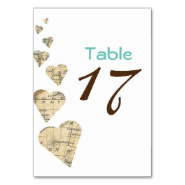 Cartes vintages Numéro de table