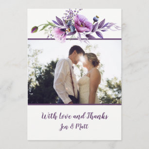 Cartes violettes de Merci de photo de fleurs