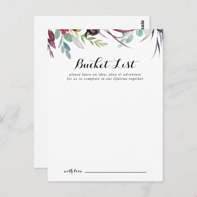Cartes Whimsical Boho Mariage Bucket List de luxe (Devant / Derrière)