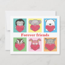 Carton animal coloré pour les enfants amis Carte P
