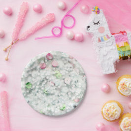 Carton Assiettes Blanches de Fête en Slime Pailleté
