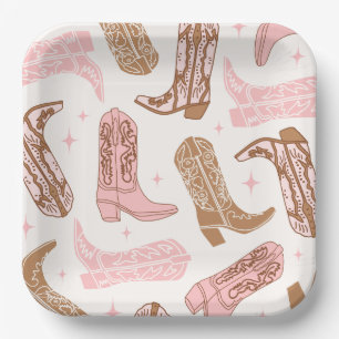 Carton Assiettes de fête en bottes de cowgirl