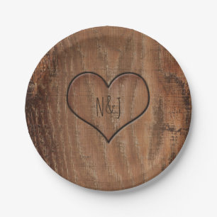 Carton Assiettes de mariage rustiques en forme d'arbre en