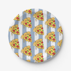 Carton Assiettes en carton, fromage à pizza rayure bleue