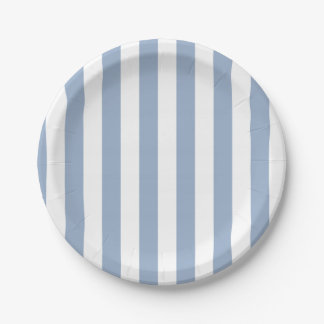 Carton Assiettes en Papier, Rayure Bleue et Blanche Anniv